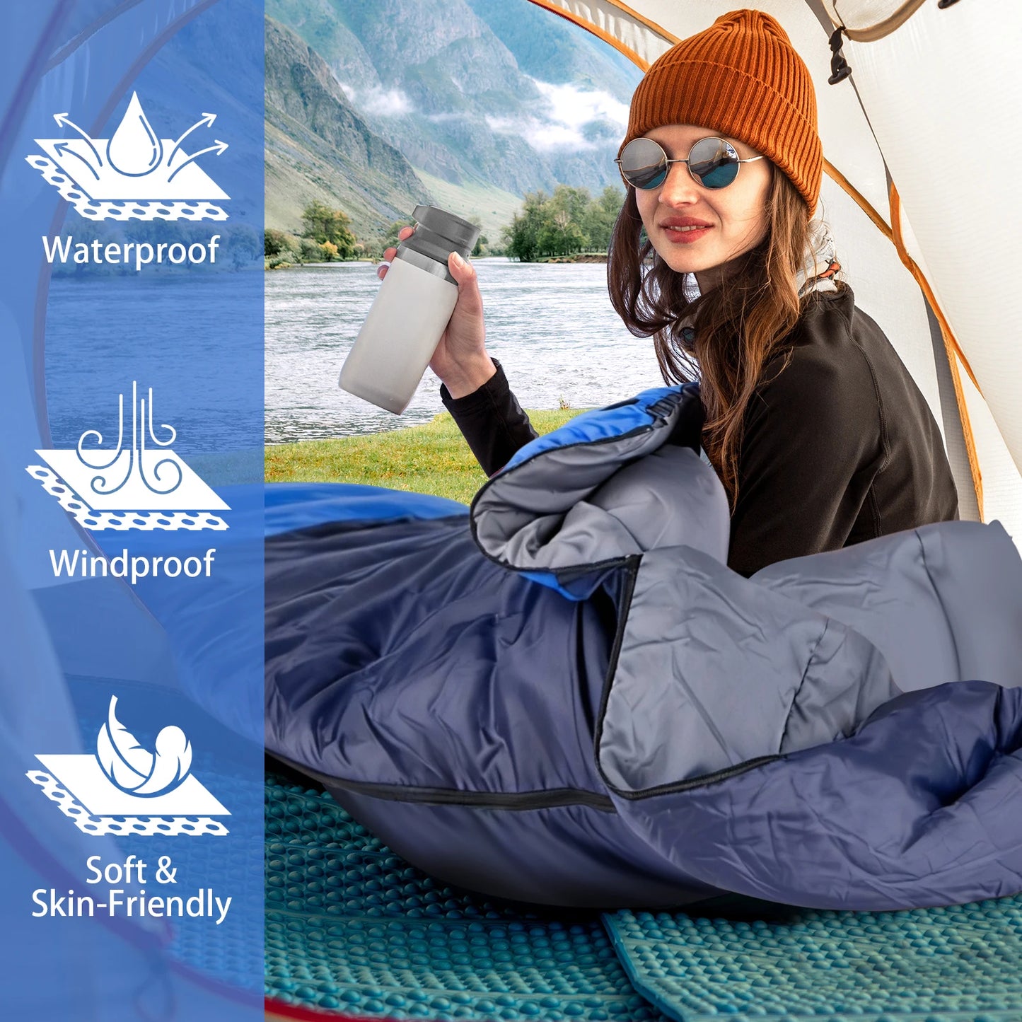 Camping Sleeping Bag Ultralight Waterproof Windproof 4 Season Warm