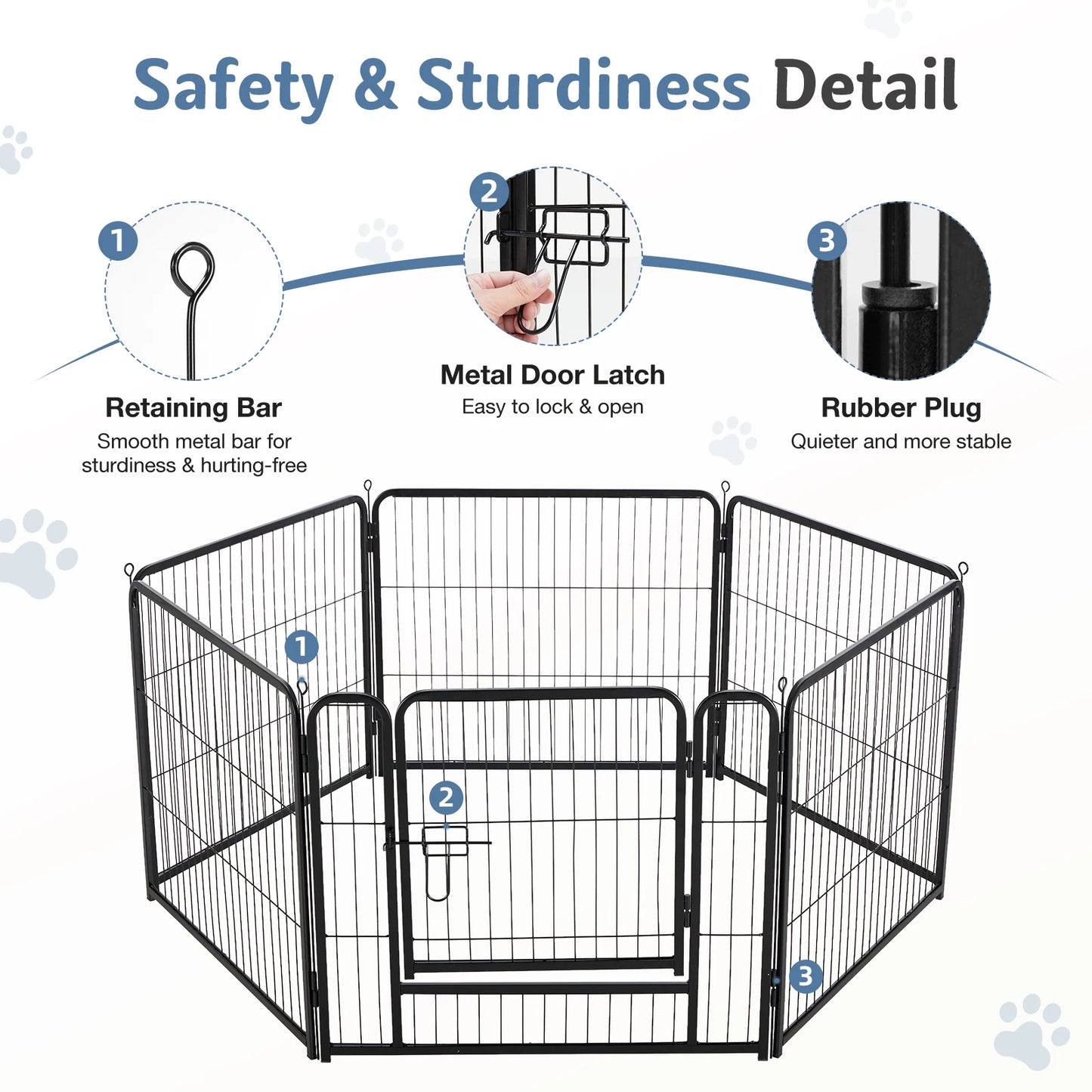 JHK Metal Dog Playpen 6 Panels Foldable 24 To 40 Inch For Indoor Outdoor Use Large Dogs And Puppies