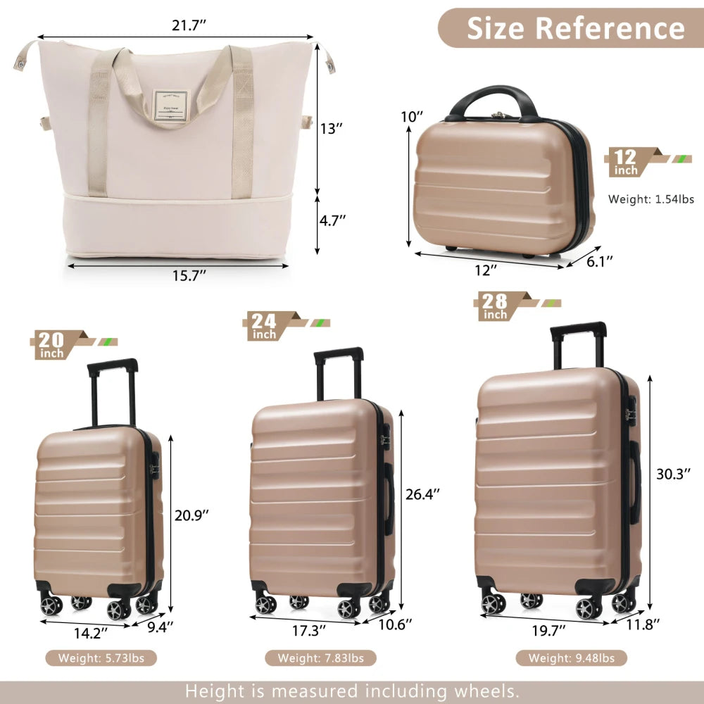 Hardshell ABS Luggage Set Lightweight Durable With Dual Spinner Wheels