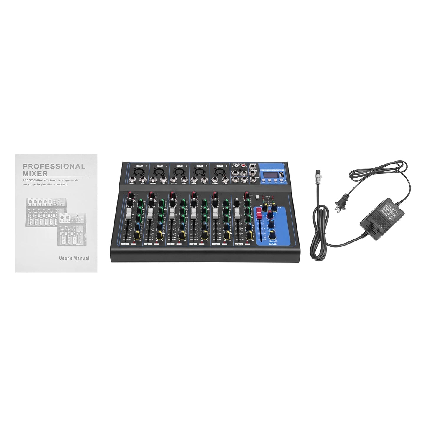 Bymaocar 7 8 Channel Professional Mixer With Bluetooth USB Recording