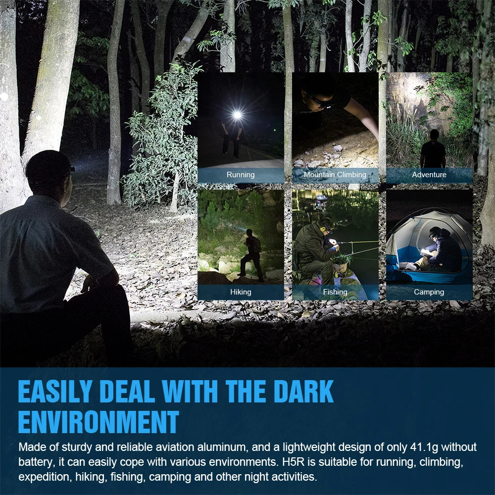 TrustFire H5R 600LM Rechargeable Waterproof Headlamp Dual Light LED Torch IP68 Running Camping Hiking Cycling Fishing Hunting Outdoor Emergency Work Light Headlight