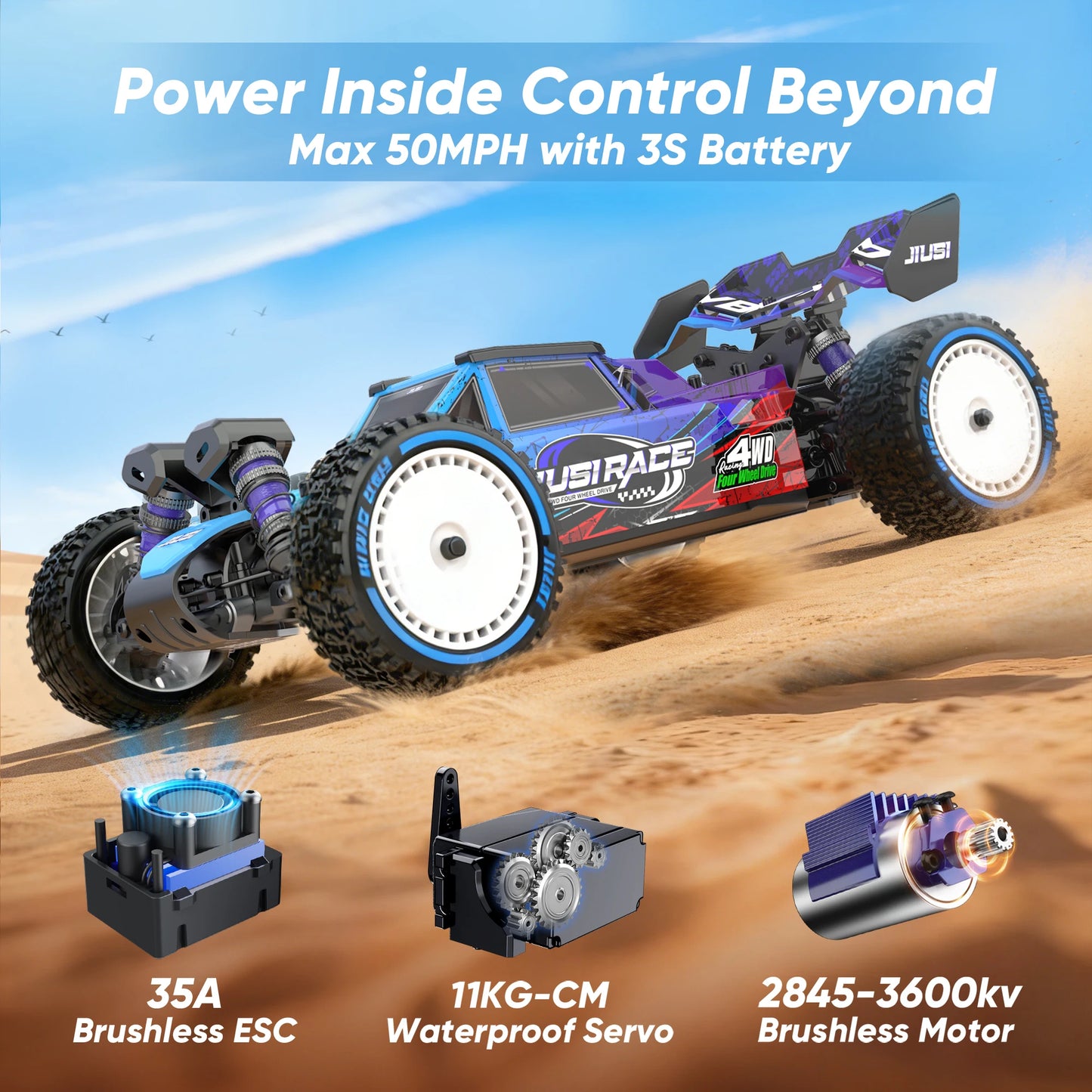 JIUSI WB 12 Pro 1/12 Brushless RC Car For Adults 50 MPH Off Road 4X4 RTR All Terrain Buggy