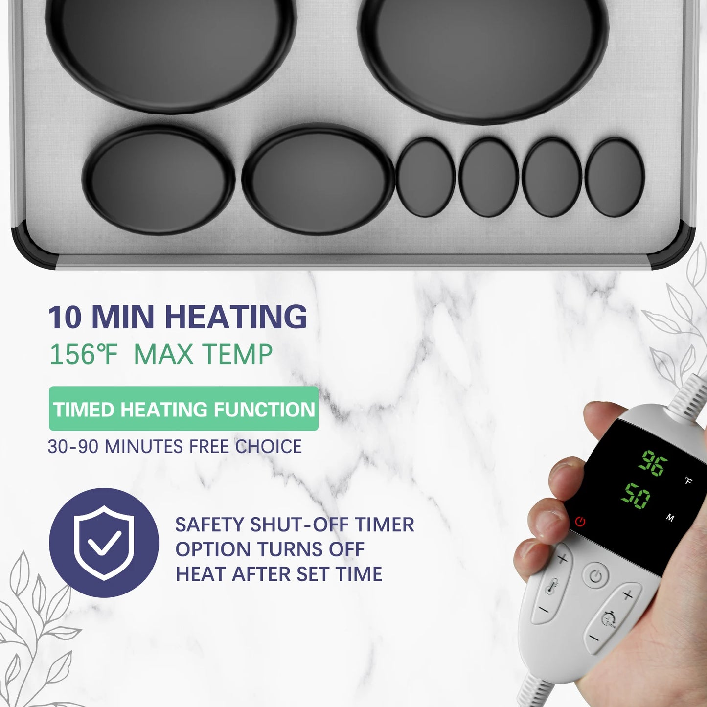 HolistHeal Hot Stones Massage Set With Temperature Control Kit