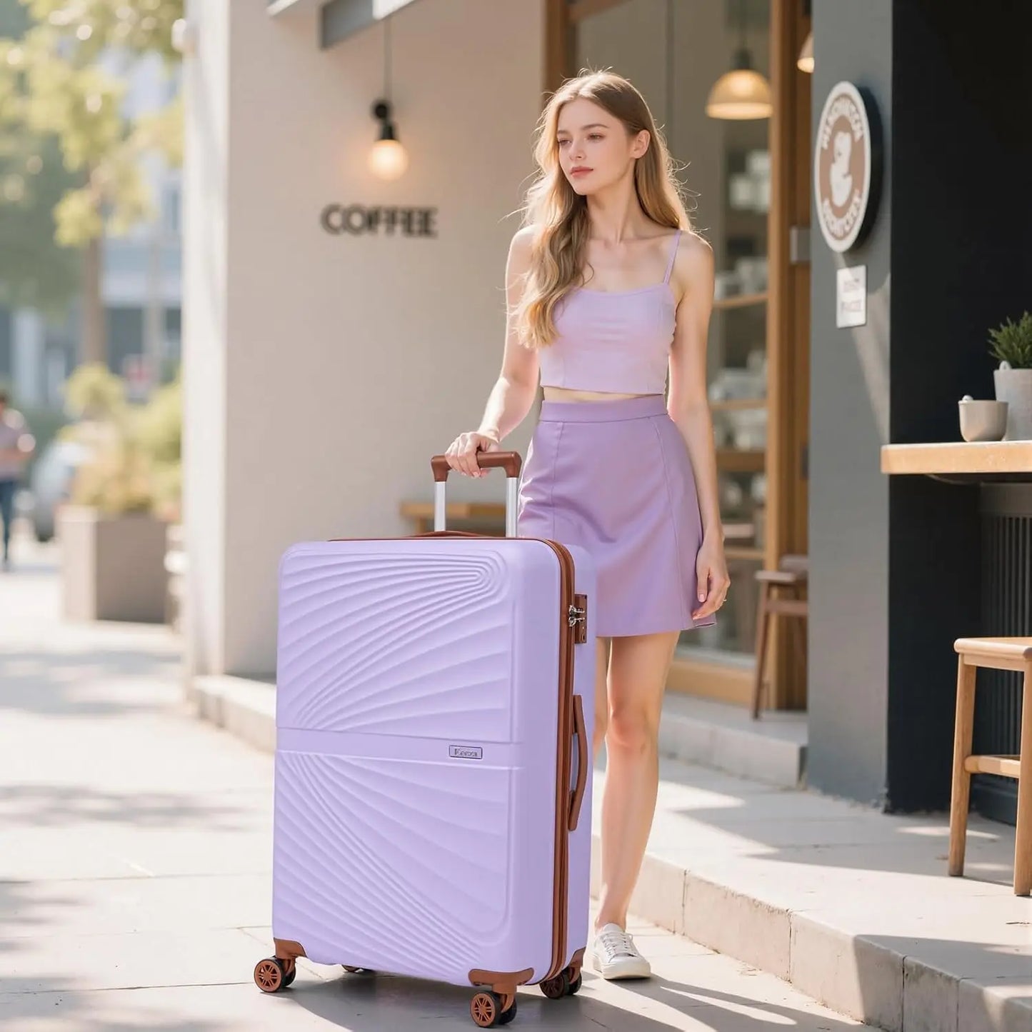 5 Piece ABS Luggage Set With TSA Spinner Wheels Lightweight