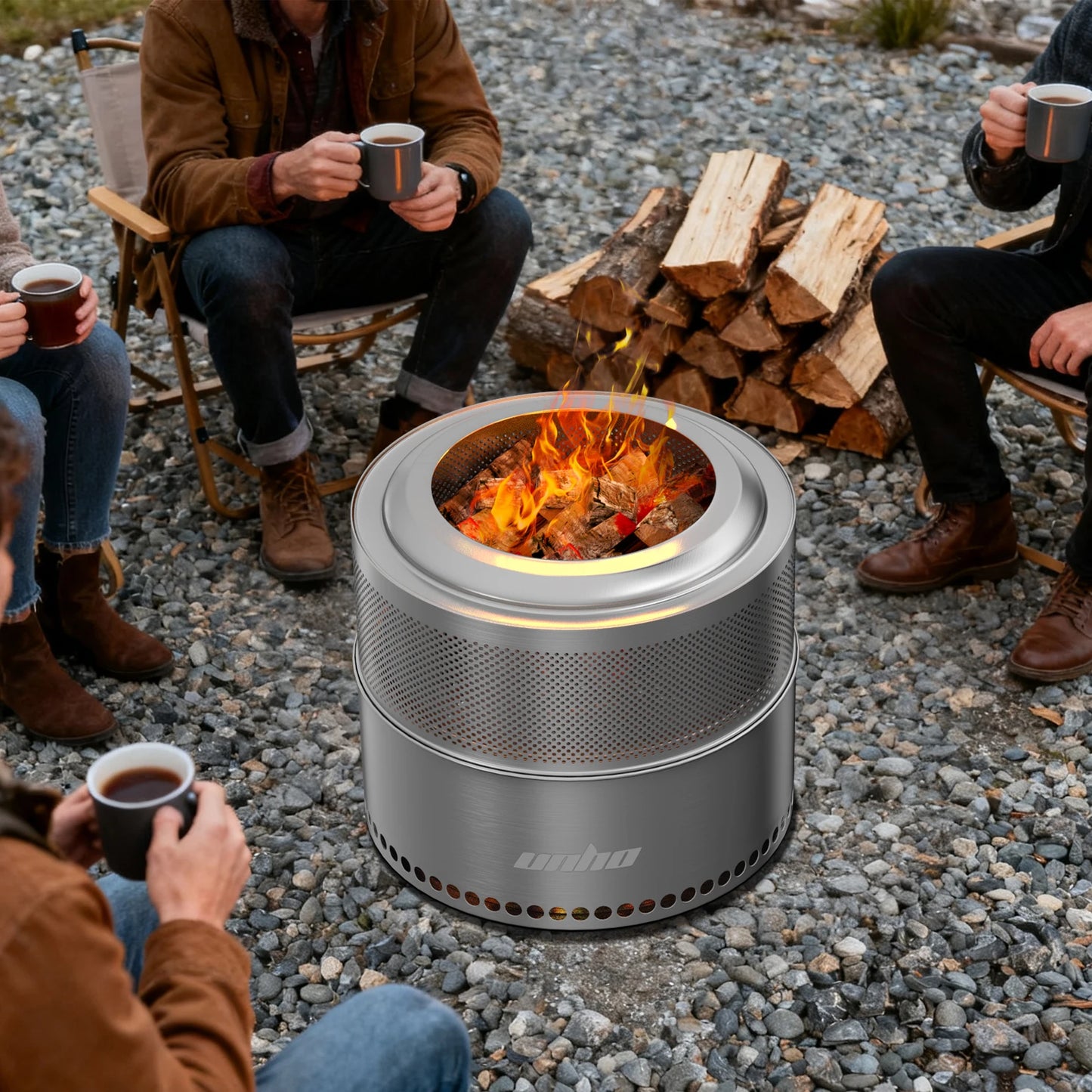 Wood Burning Fire Pit Stainless Steel Smokeless Outdoor Camp Stove Carry Bag