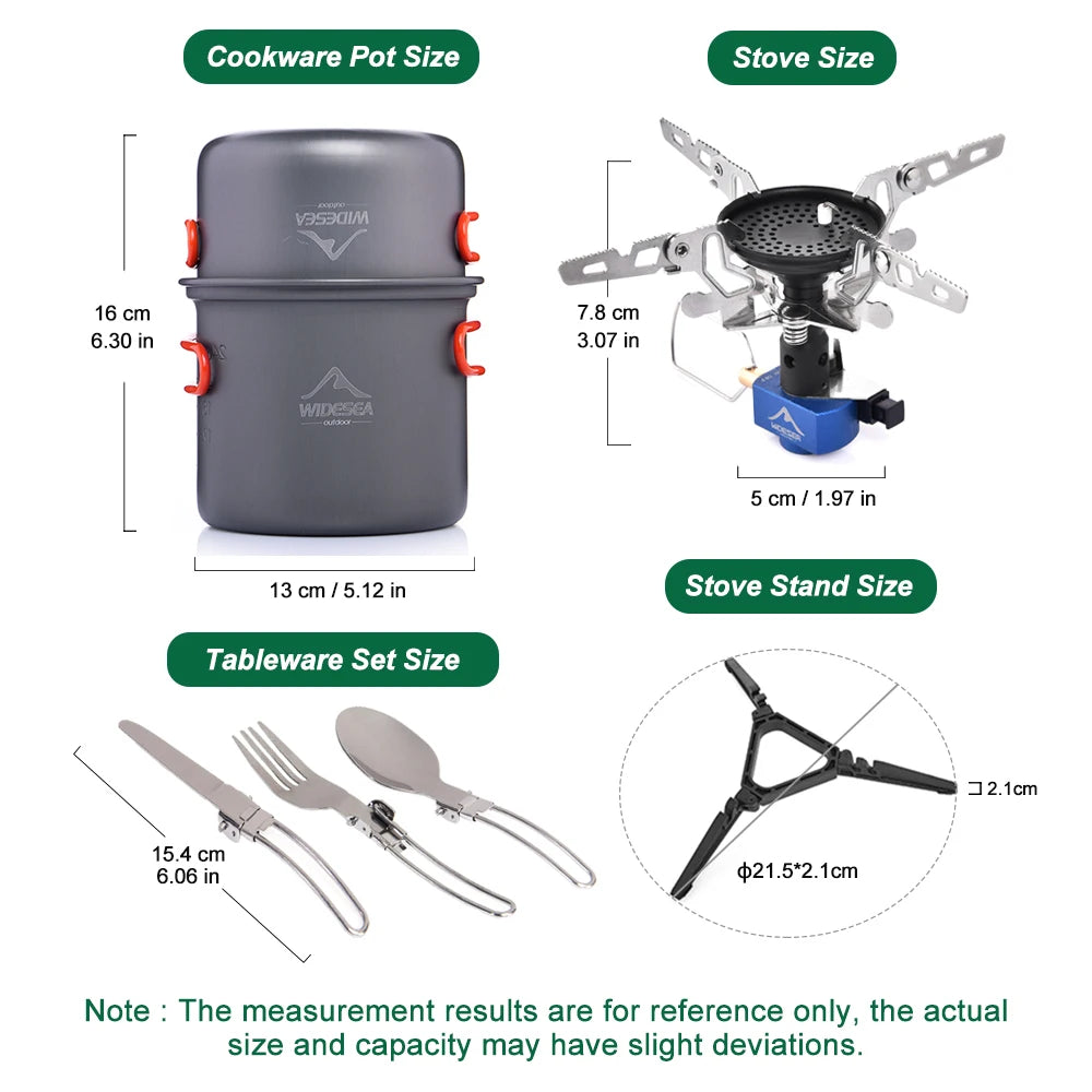 Widesea Camping Gas Stove Tableware Set Portable Outdoor Gear