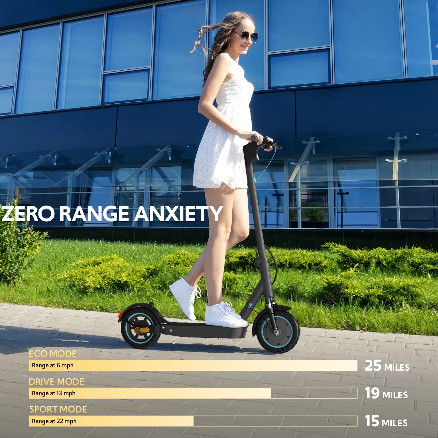 Osboo Electric Scooter For Adults Foldable Dual Suspension With Turn Signals 650W 10 Inch Tires 25 Mile Range 22 MPH