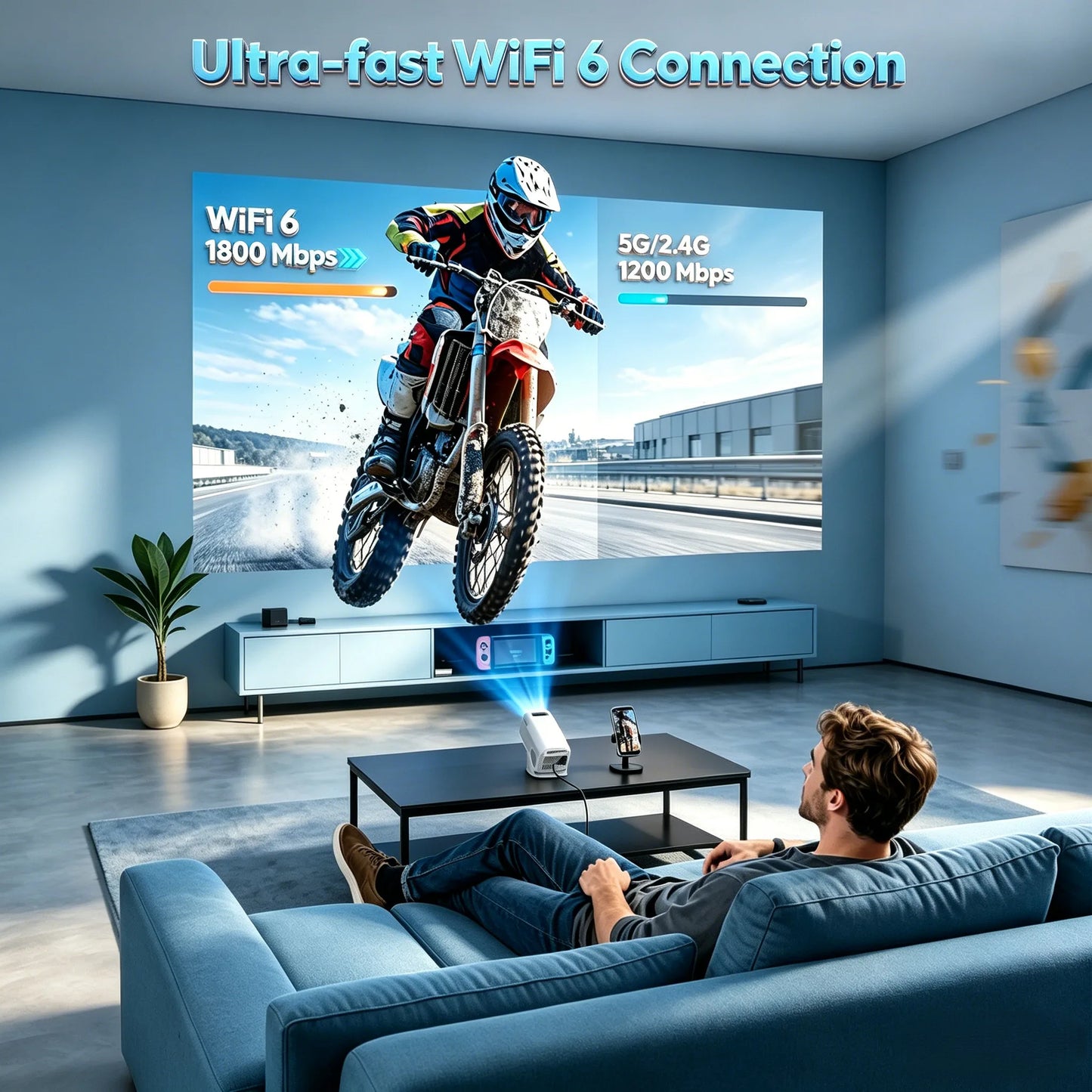 XGODY Portable 4K Projector 12000LM With WiFi Bluetooth Android 11