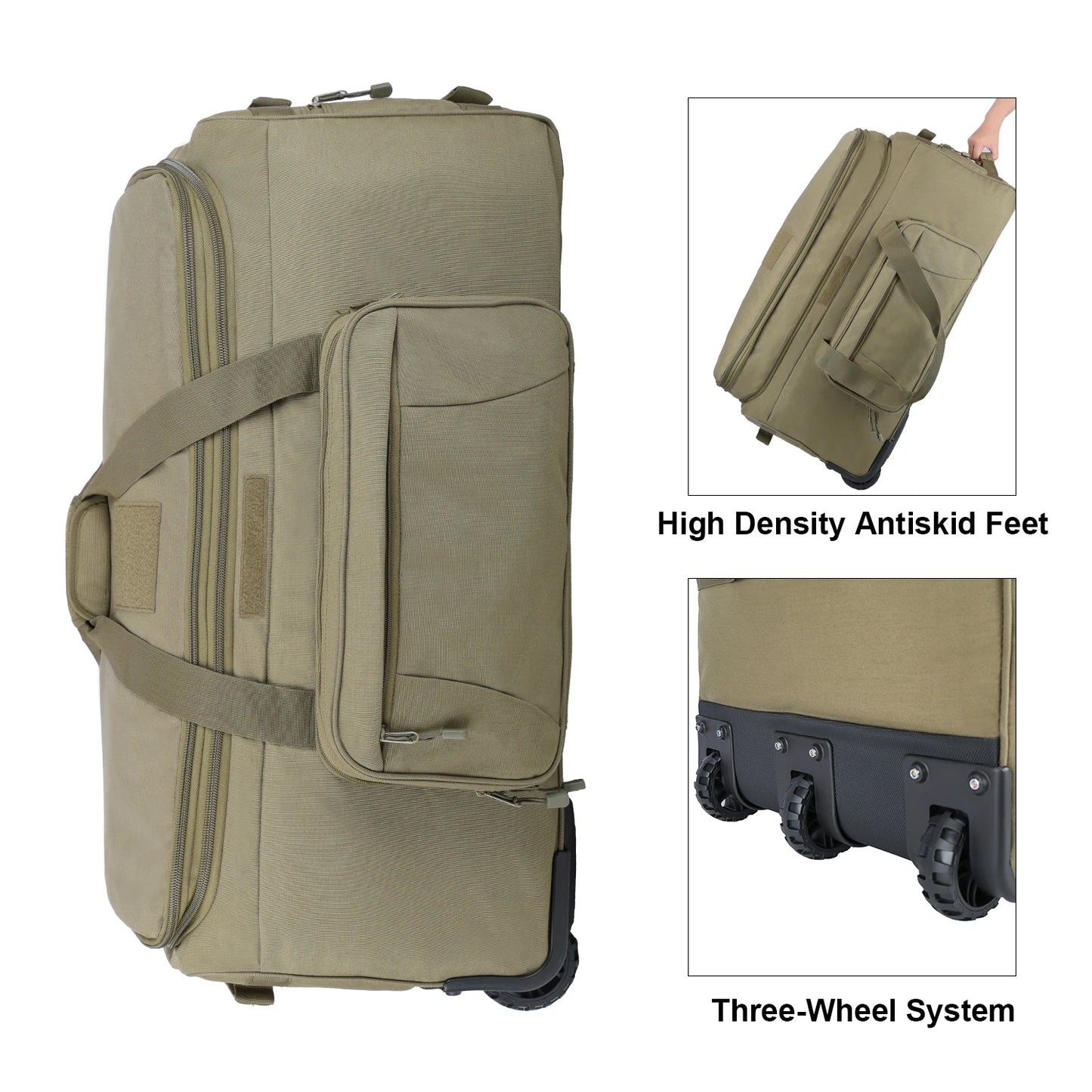 LQARMY 124L Outdoor Camping Trolley Case Waterproof Nylon