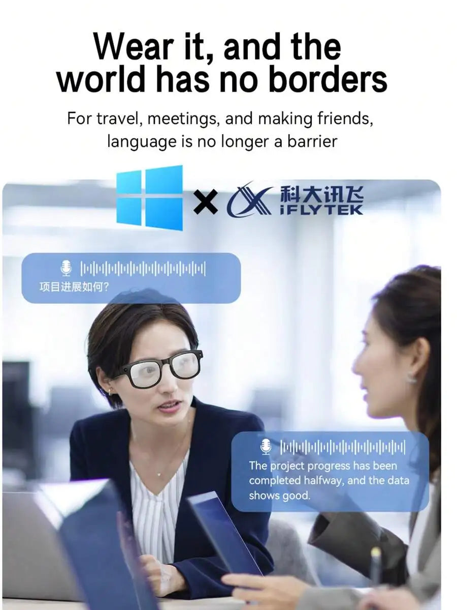 AI Smart Glasses With 8MP HD Camera, Real-Time Translation, AI Object Recognition, Wireless Audio & Open-Ear Music, Touch Control Intelligent Photo/Video Recording Glasses, Travel Companion Gift For Men Women
