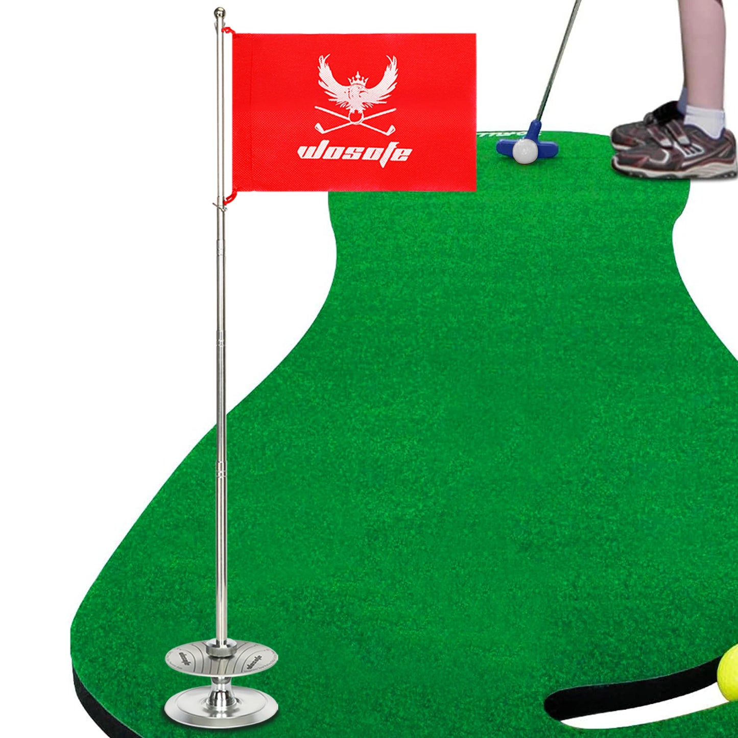 Wosofe Golf Putting Cup With Retractable Flagstick And Directional Scale For Indoor Outdoor Practice With Audible Ding