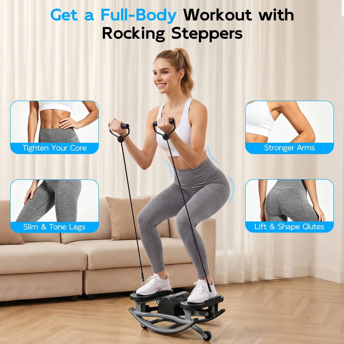 Twist Stepper Machine with Resistance Bands and Digital Display