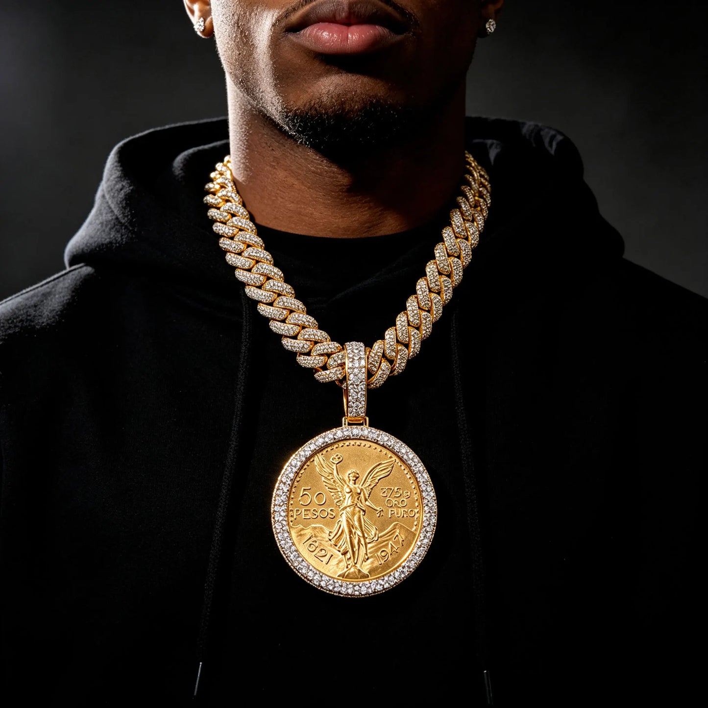 Lyee Cyee Gold Plated Cubic Zirconia Coin Pendant Necklace
