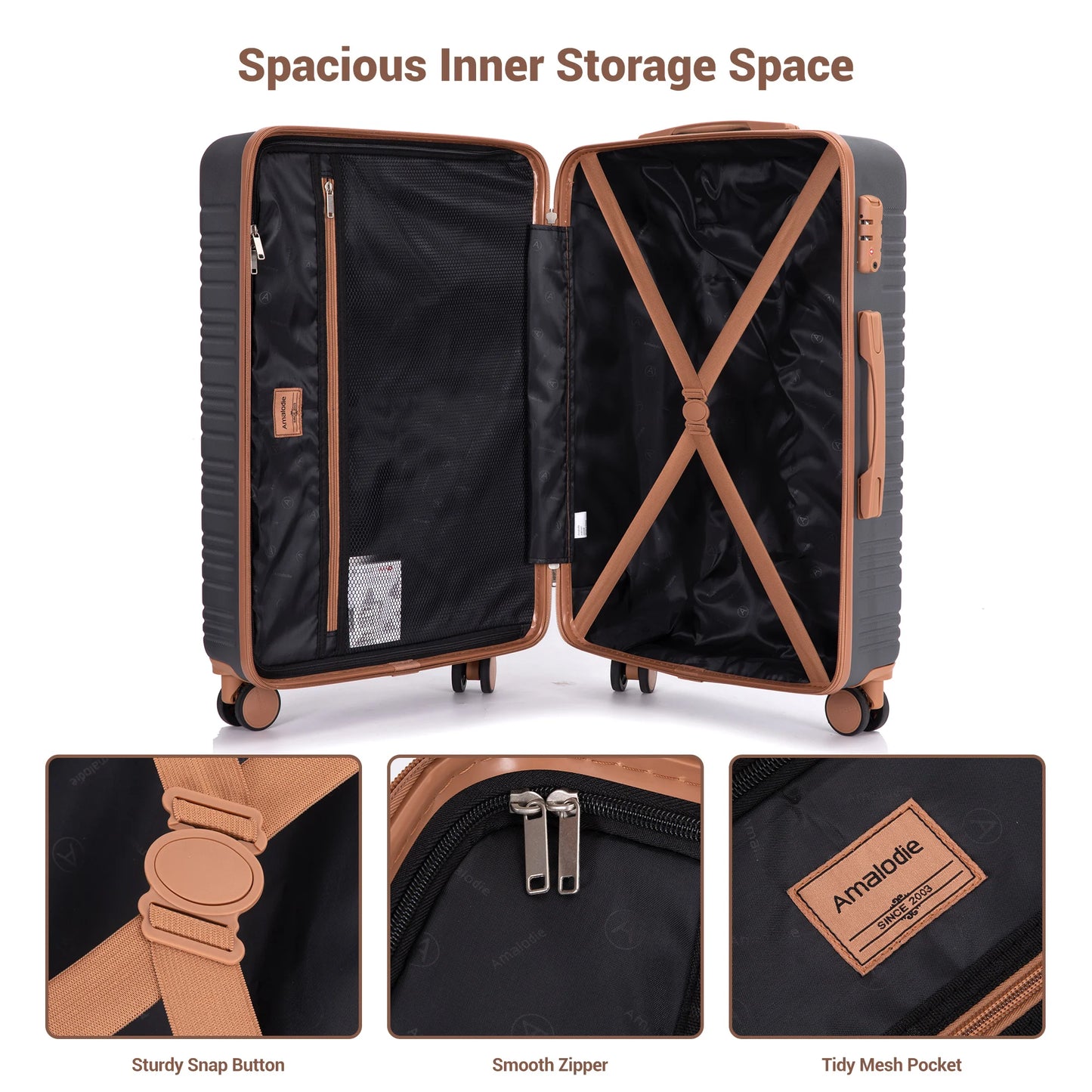 TRIPCOMP Luggage Set With Double Spinner Wheels And TSA Lock