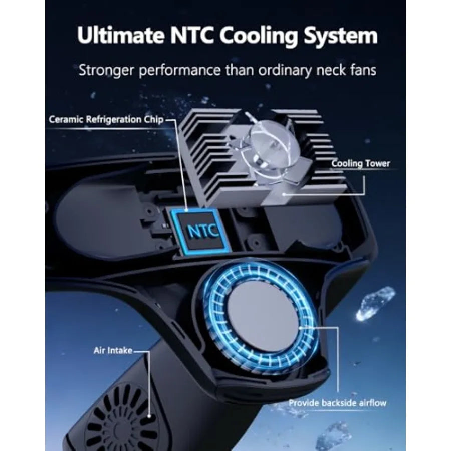 Neck Air Conditioner Fan Bladeless Wearable With Rechargeable 8000mAh