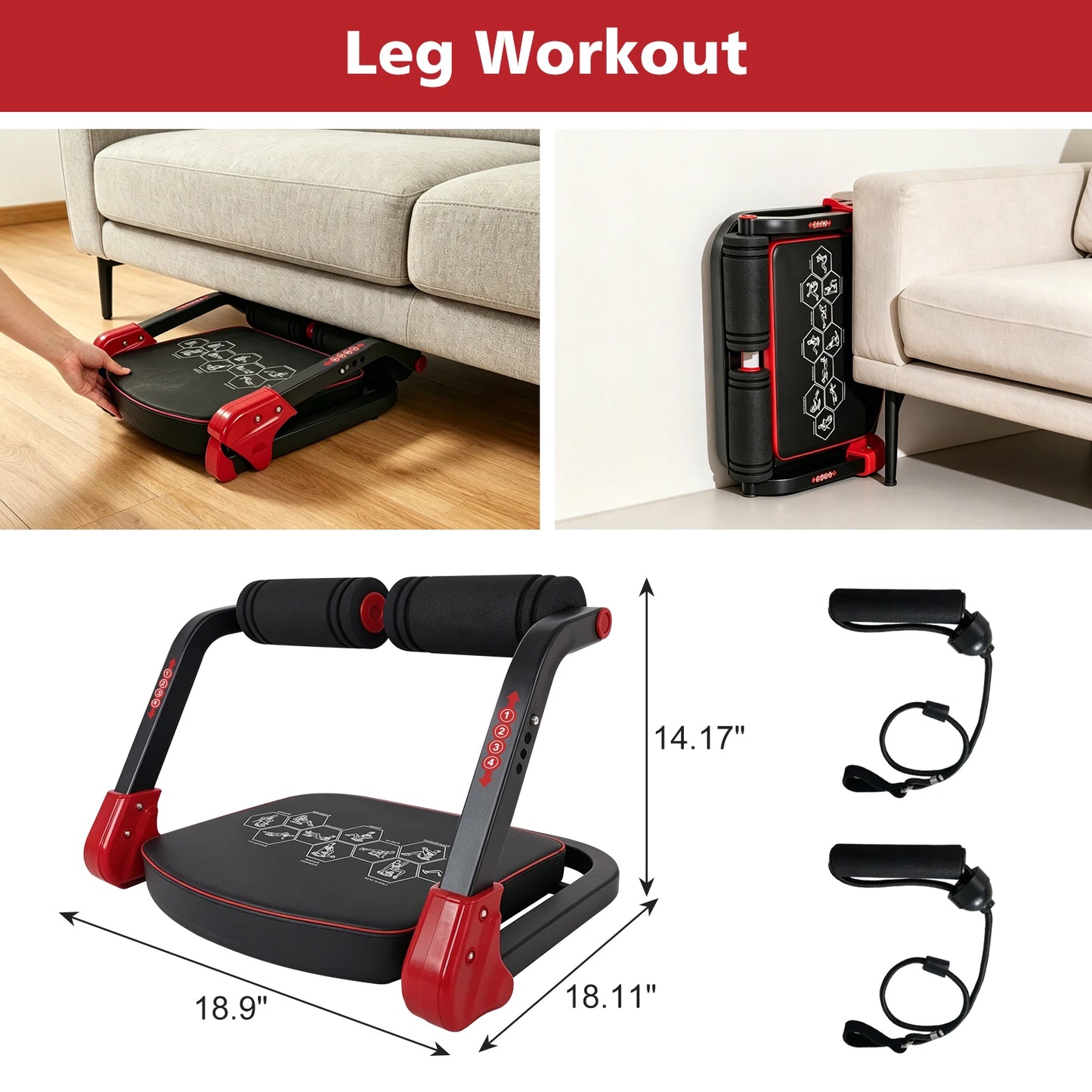 Ab Core Trainer With Resistance Bands For Home Gym