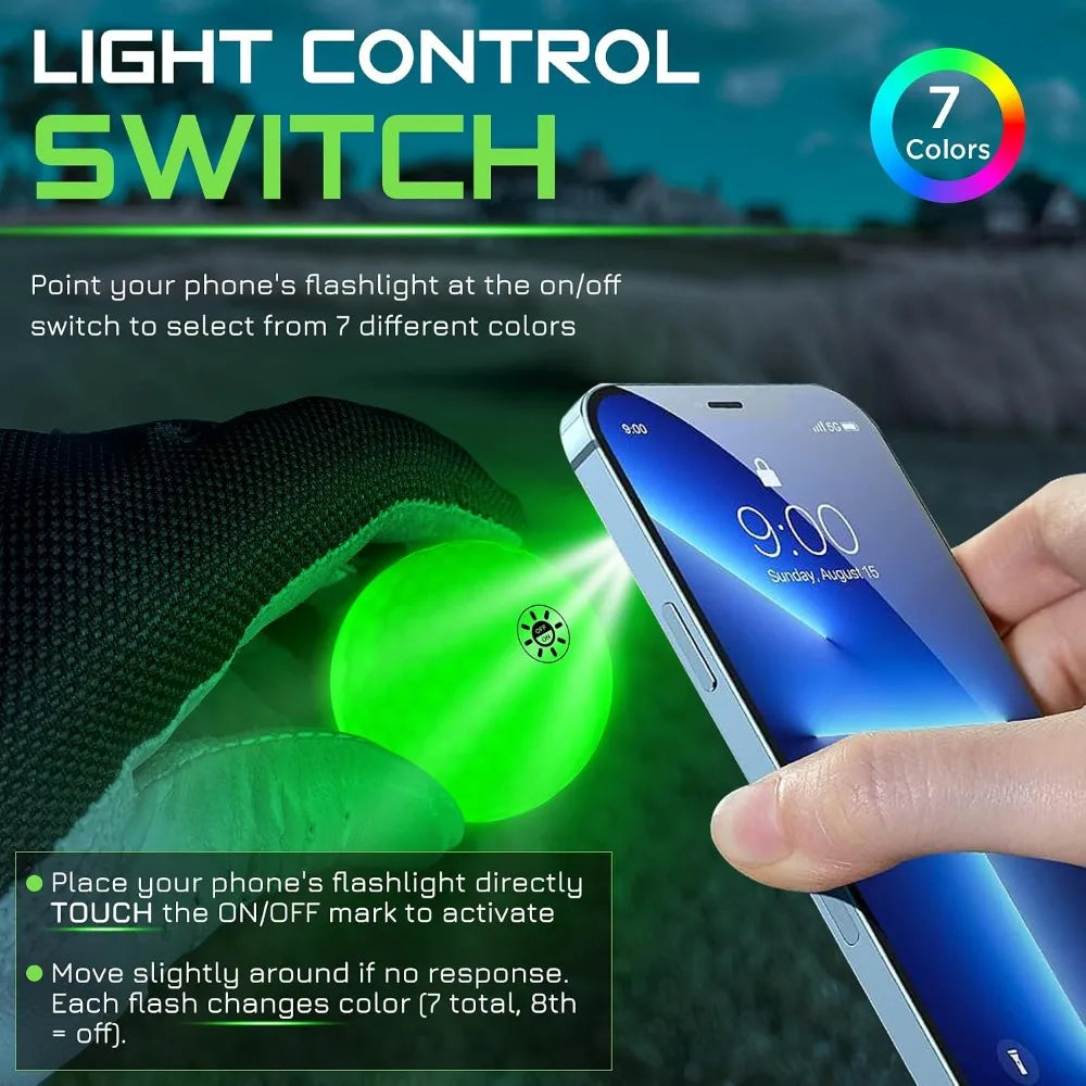Upgraded LED Glow In The Dark Golf Balls With Case