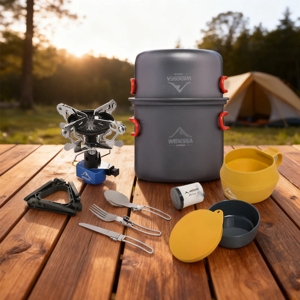 Widesea Camping Gas Stove Tableware Set Portable Outdoor Gear