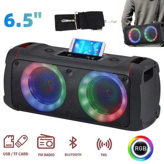 CURUK Bluetooth Speaker LED Light Dual Subwoofer Portable Outdoor