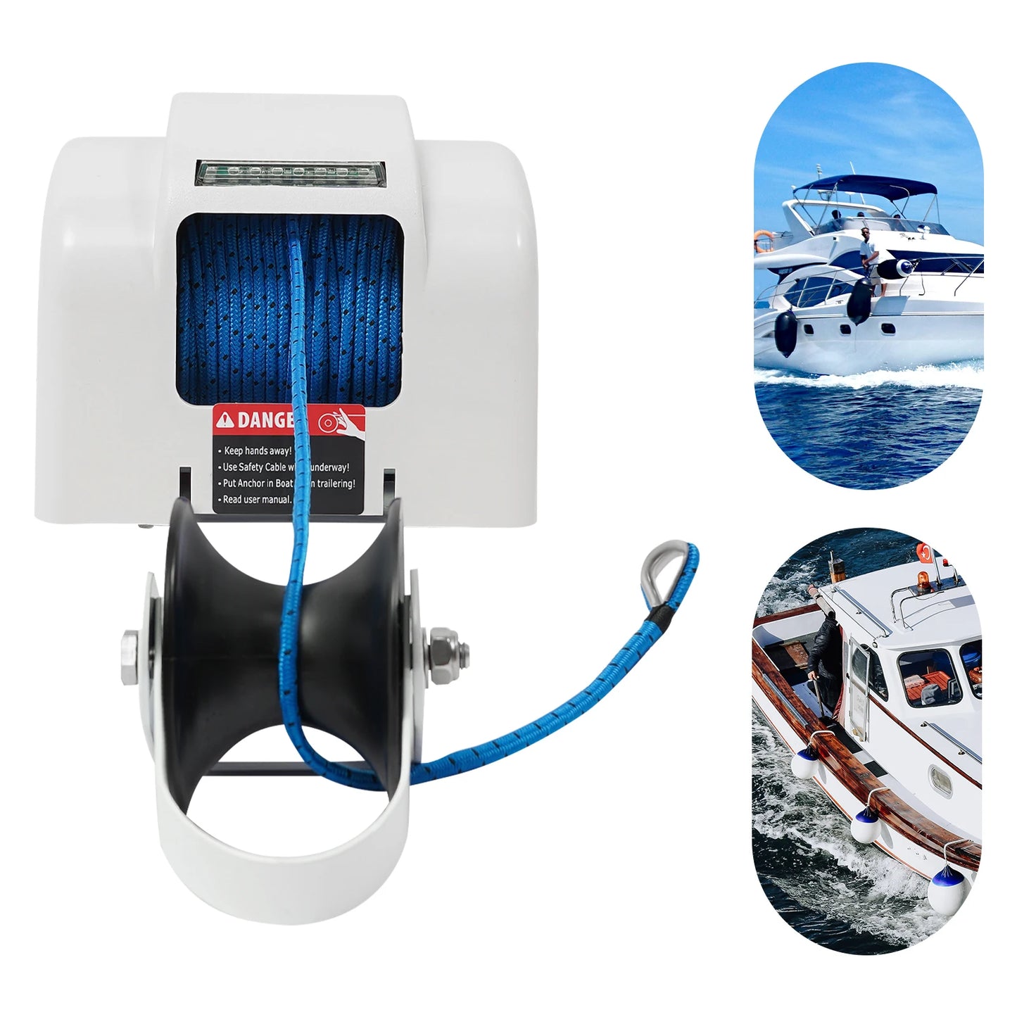 12V Electric Anchor Winch Windlass Kit for Saltwater Boats With Remote Bracket