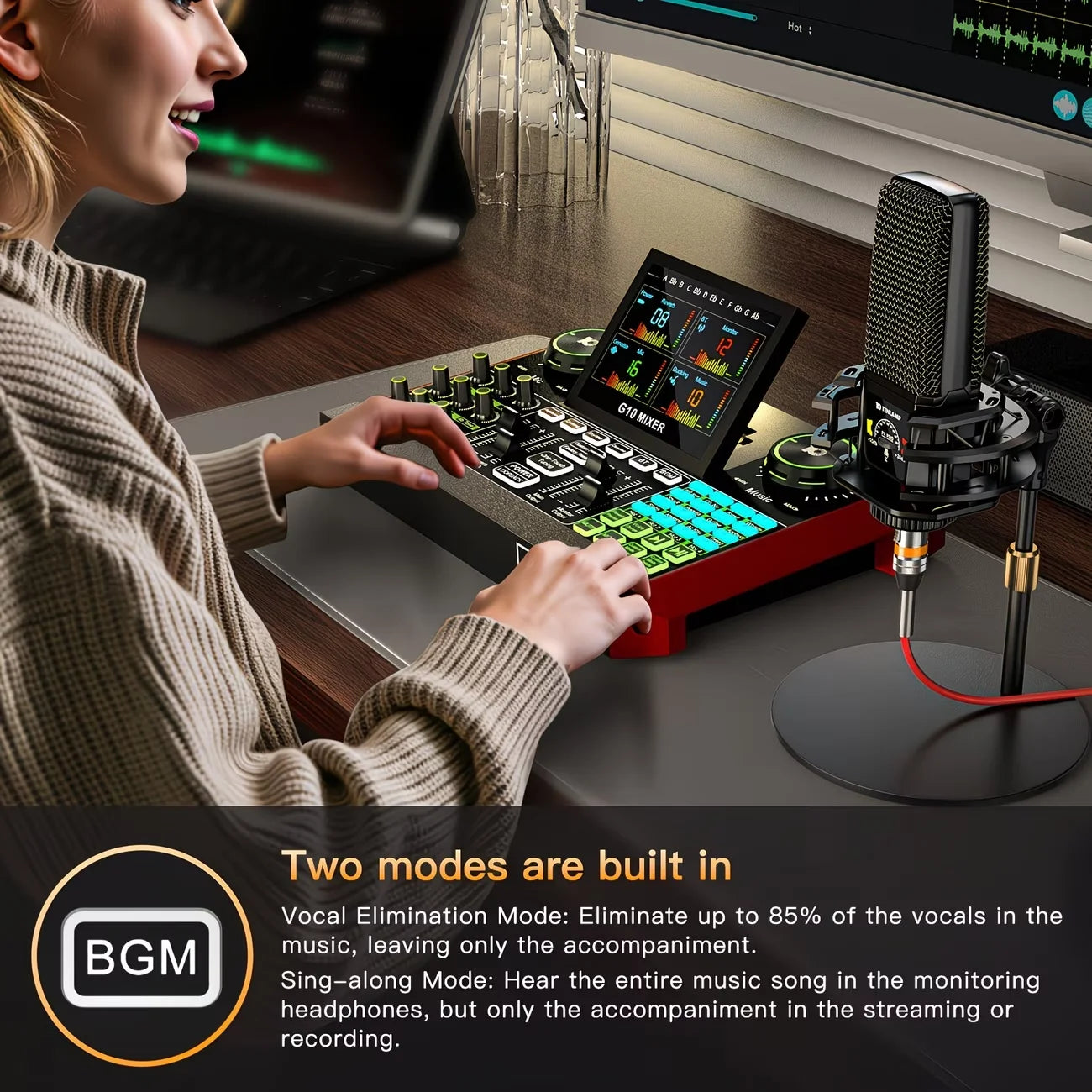 Tenlamp Five Channel Audio Interface Mixer for PC and Streaming