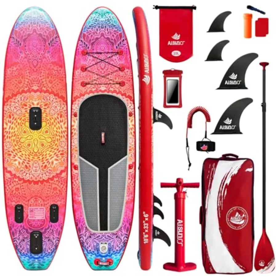 Inflatable Paddle Board For Adults Wide All Skill Levels Navy Blue With Carry Bag And Hand Pump