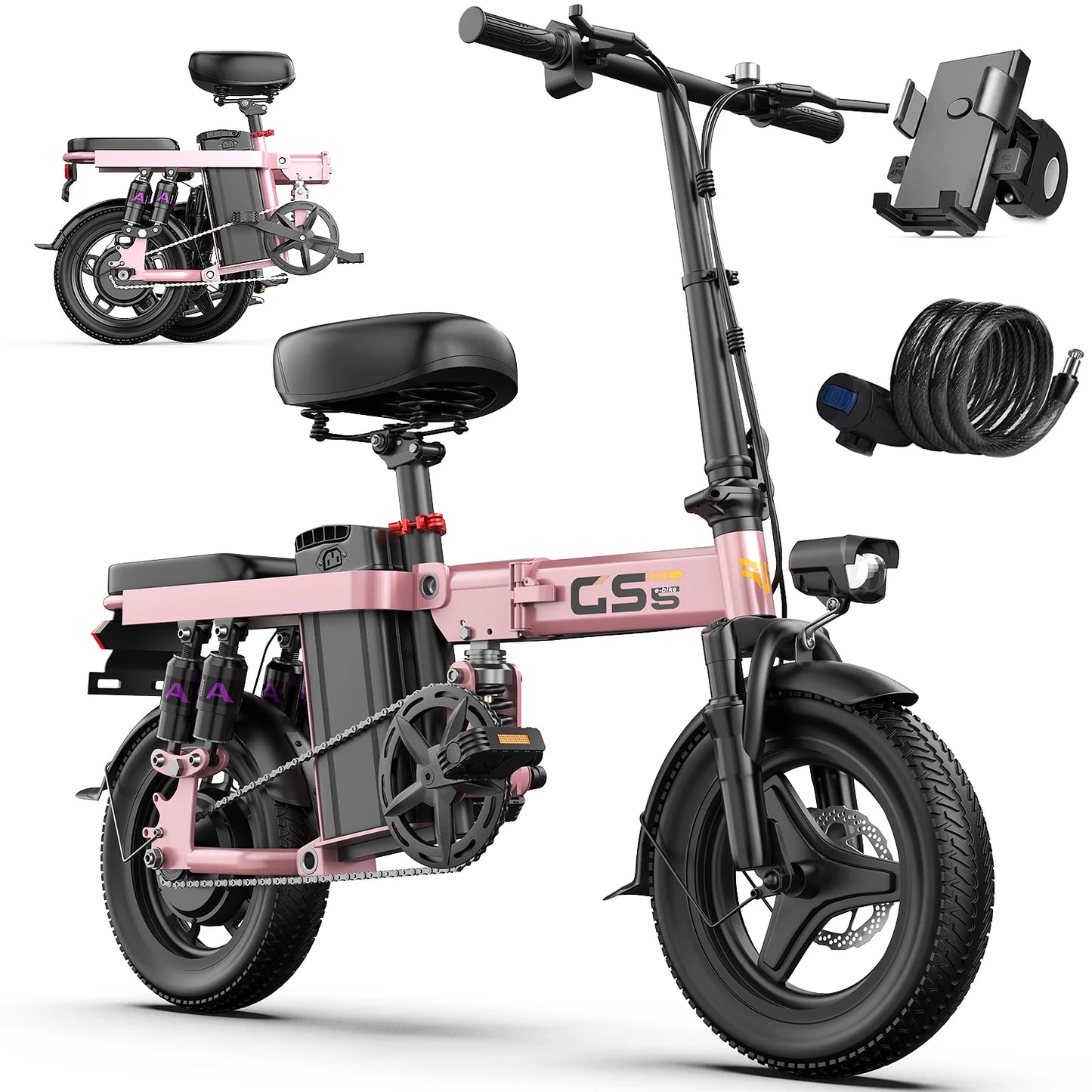 UPlee GS5 48V 15Ah Folding Electric Bike For Adults With 740W Motor 20 MPH 20 Miles Range