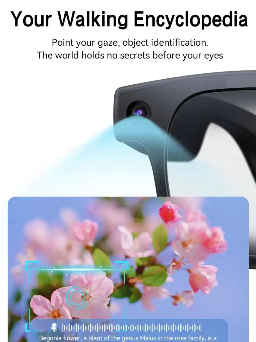 AI Smart Glasses With 8MP HD Camera, Real-Time Translation, AI Object Recognition, Wireless Audio & Open-Ear Music, Touch Control Intelligent Photo/Video Recording Glasses, Travel Companion Gift For Men Women