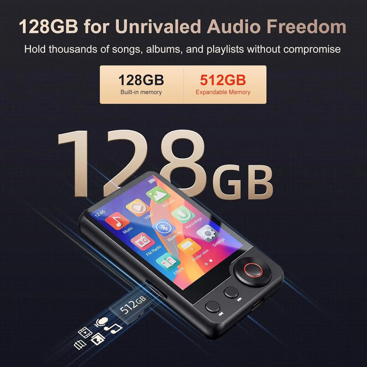 MECHEN Bluetooth MP3 Player With Speakers, FM Radio And Recording