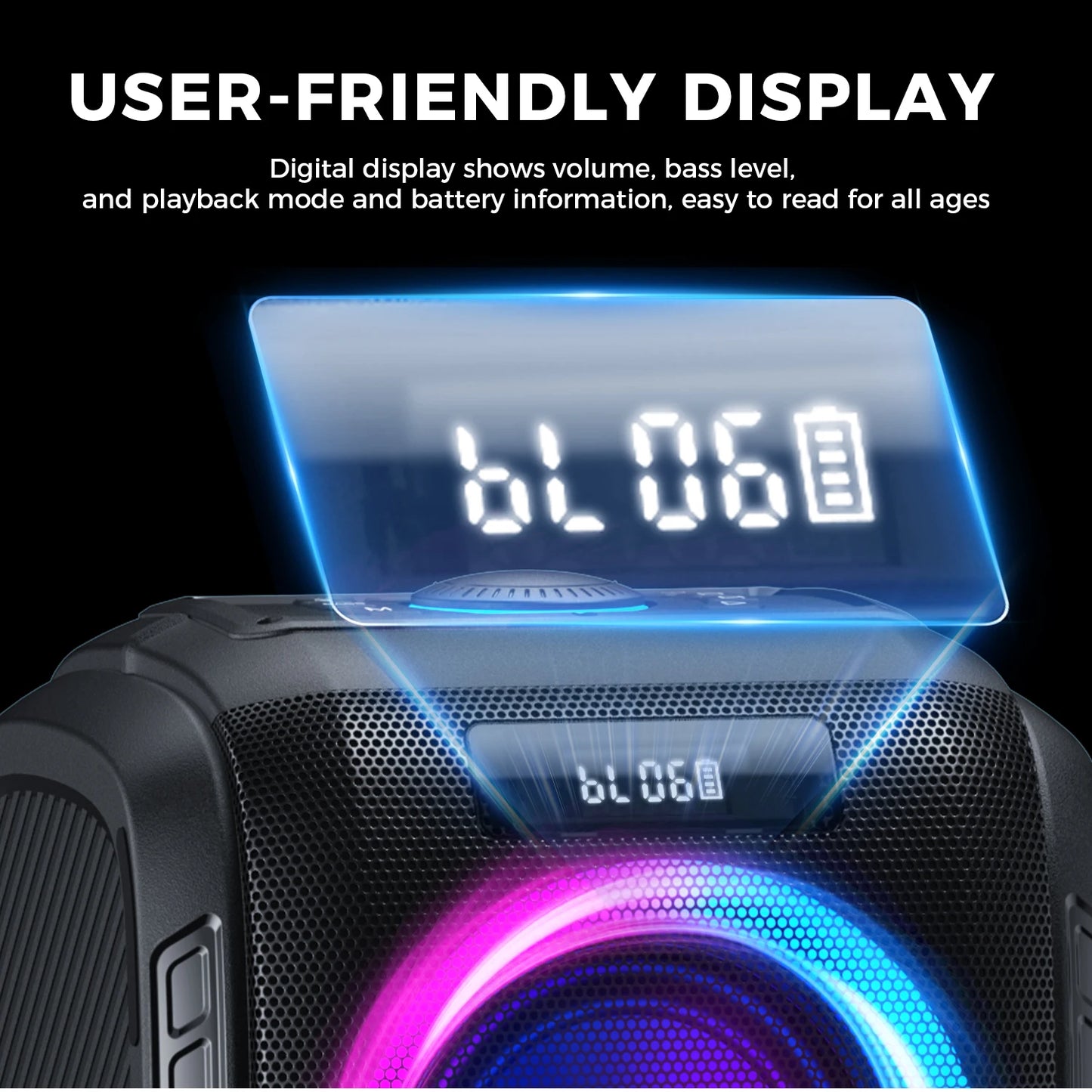 W-King 250W Peak Bluetooth Speaker Mega Bass Party Boombox