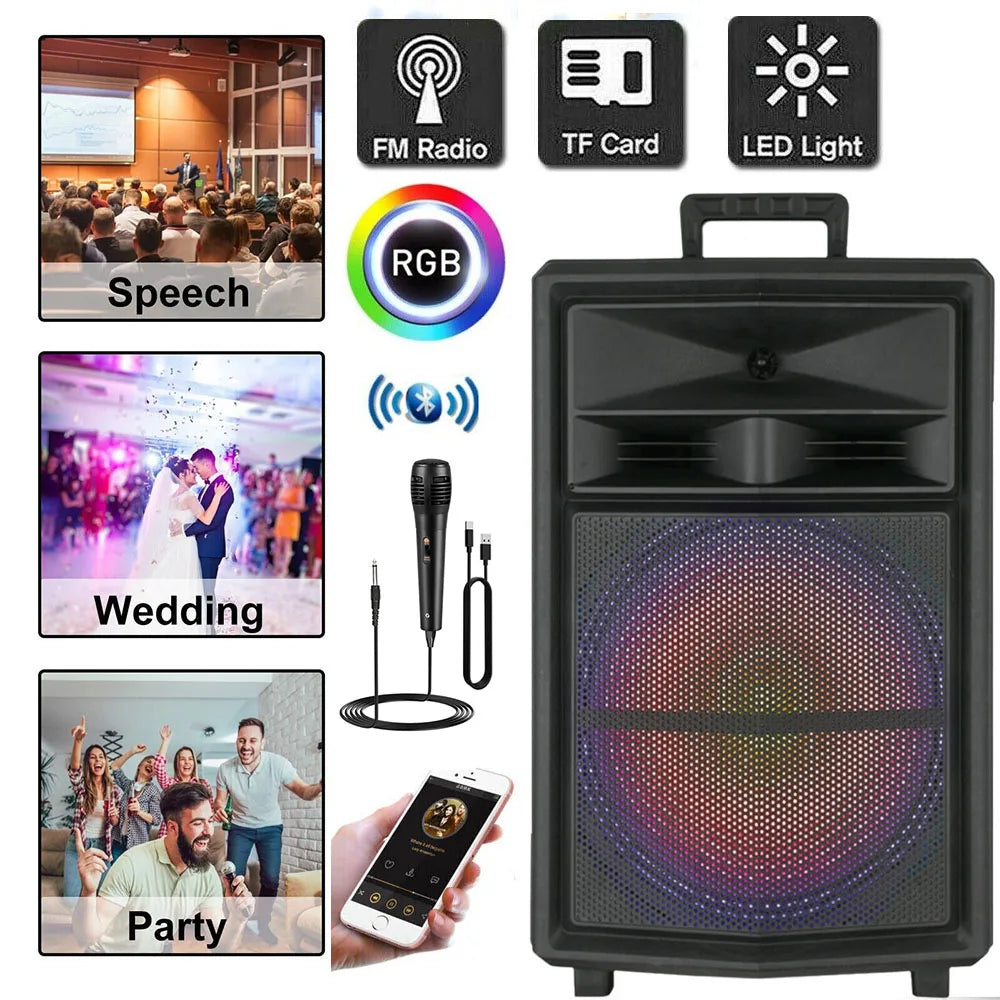 CURUK Portable Bluetooth Party Speaker RGB Lights Outdoor Subwoofer