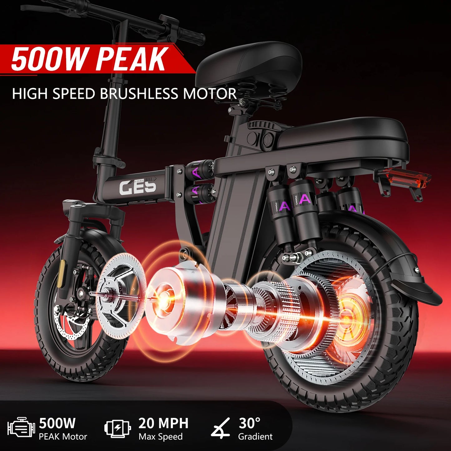 UPlee GE5 Electric Bike For Adults With 500W Peak Motor 48V 15Ah Removable Battery 14 Inch Folding Urban Leisure Ebike