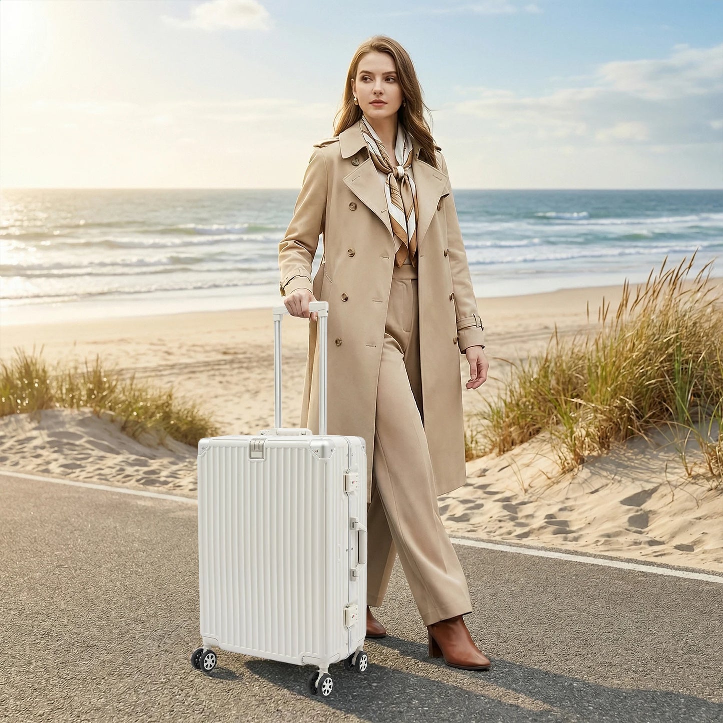 Expandable PC Hard Shell Luggage With Spinner Wheels TSA Lock