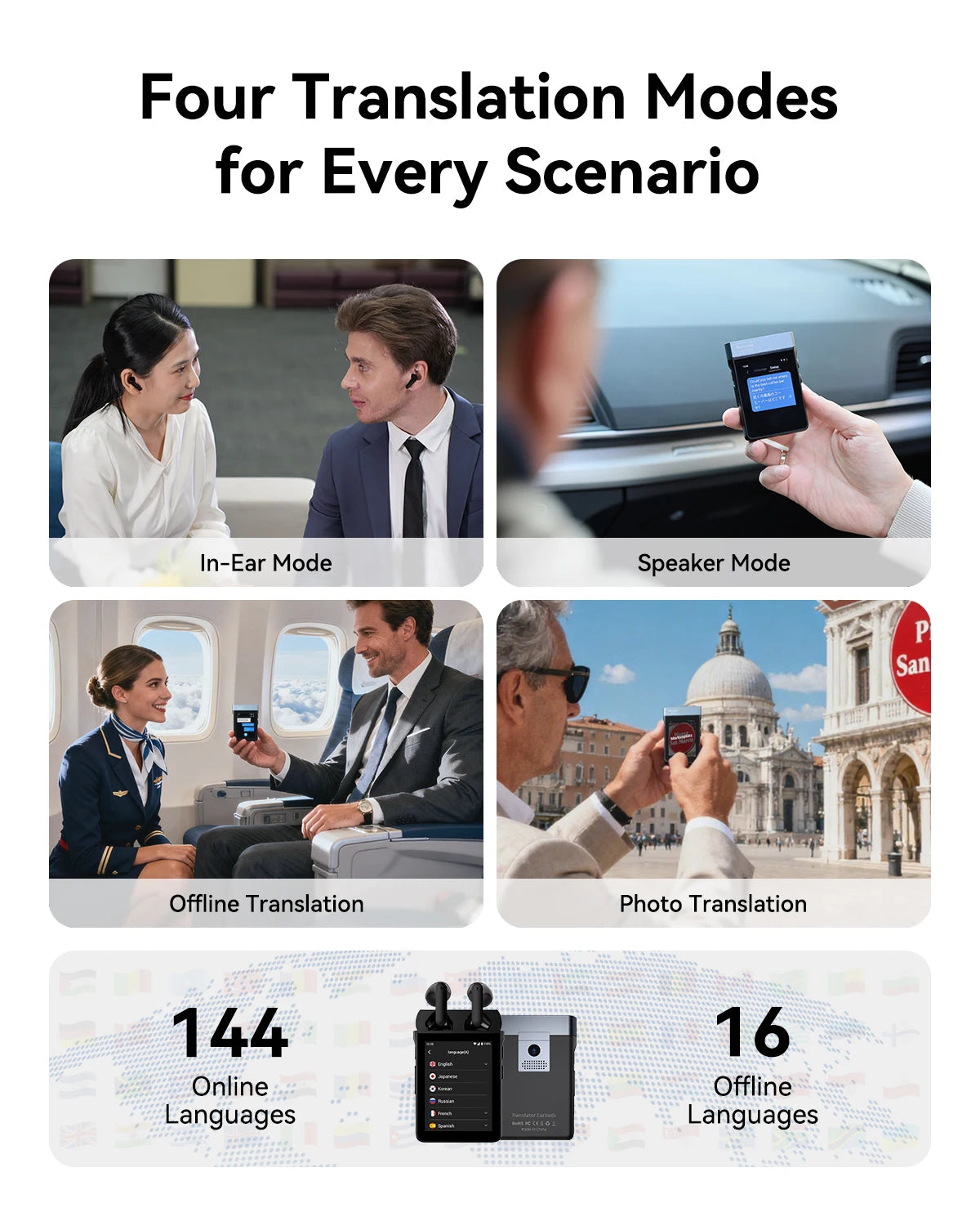 Wooask A9S AI Translator Earbuds Real Time 144 Language Translation