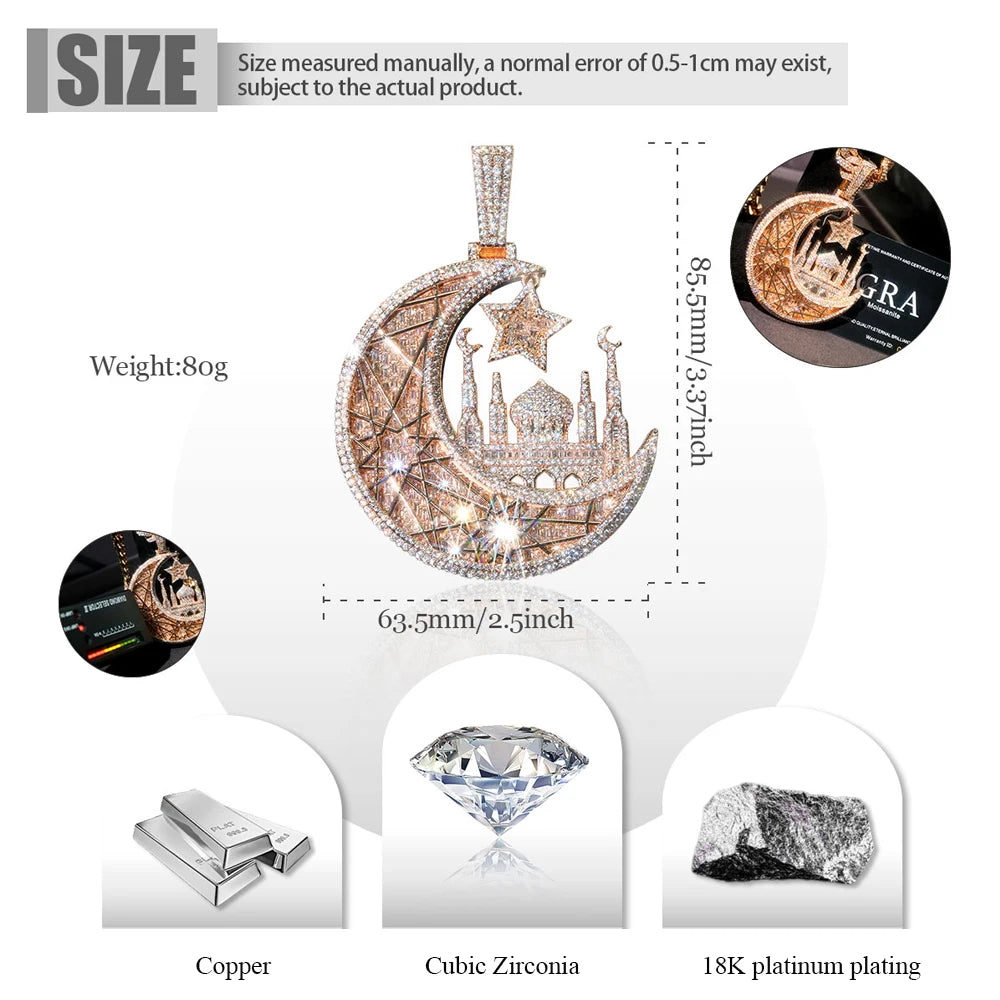 Lyee Cyee Rose Gold Plated Islamic Crescent Moon Pendant