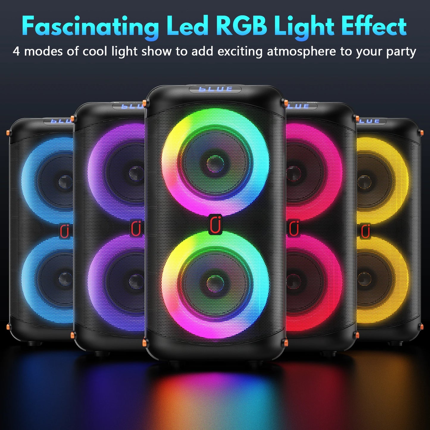 FanFun T27 Wireless Bluetooth Karaoke Speaker Dual Microphones LED Lights