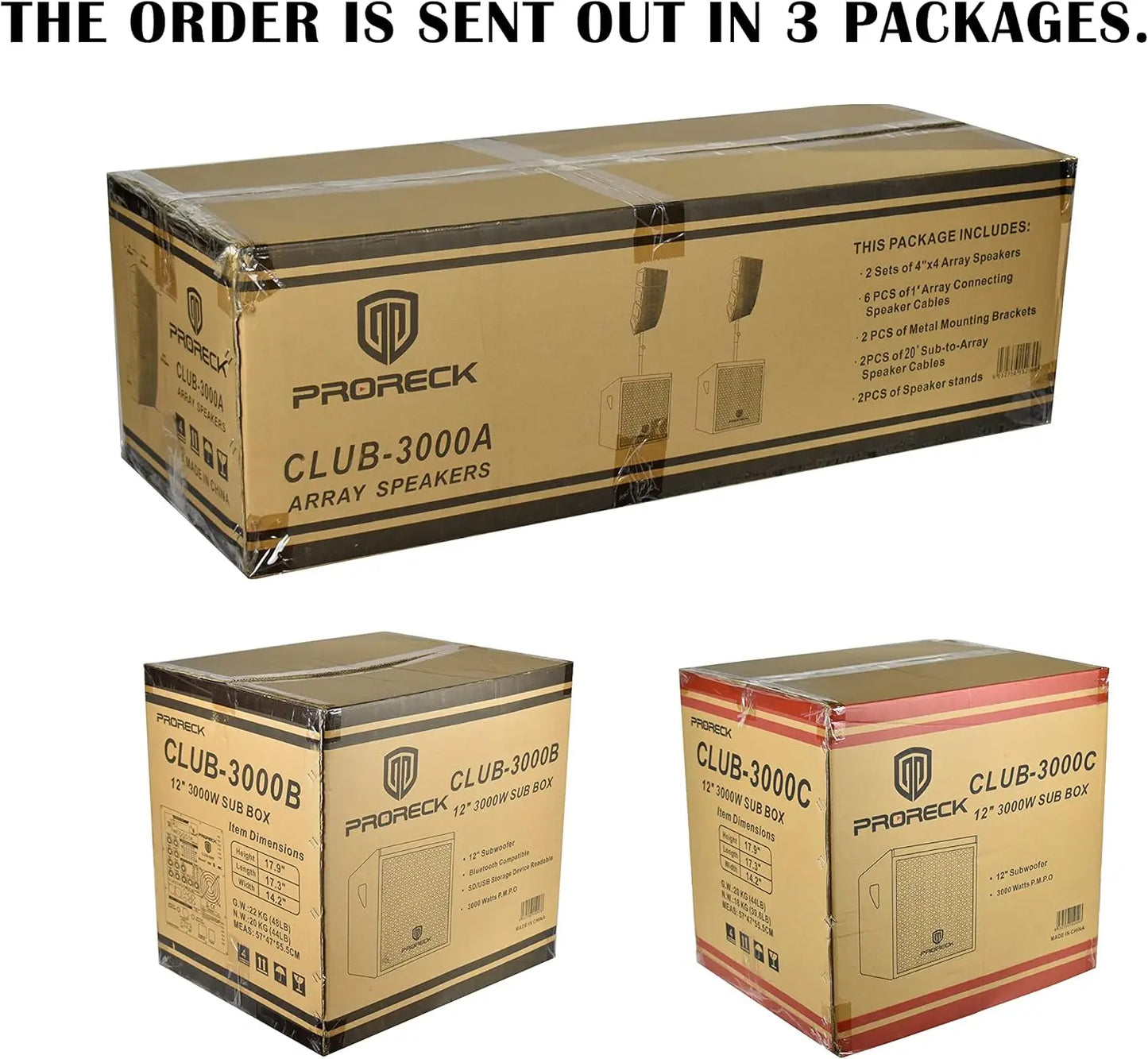 PRORECK Club 3000 4000W DJ Powered PA Speaker System