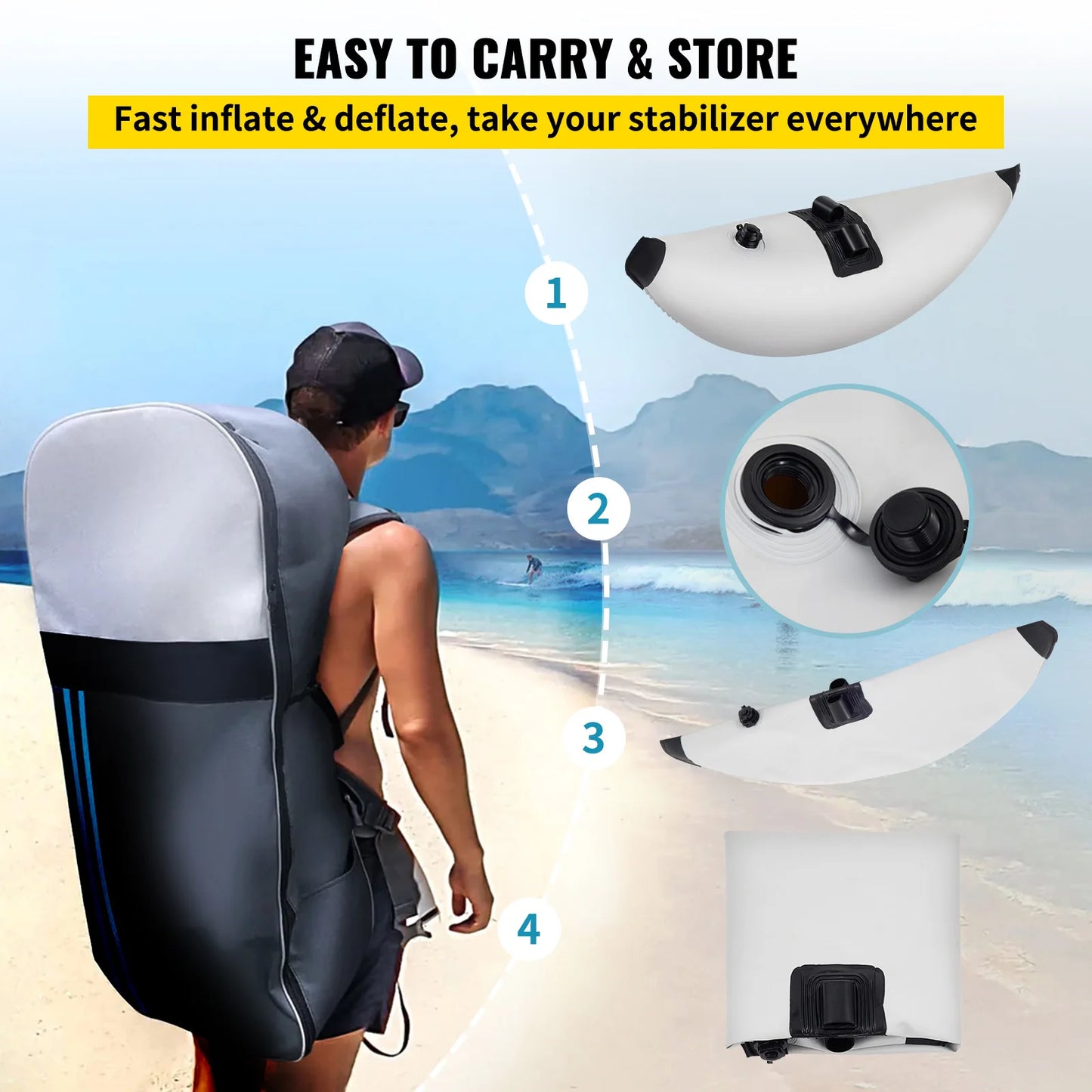 SucceBuy Kayak Outrigger Stabilizers Inflatable PVC Foldable For Kayak Anglers And Fishing Fans Secure Stability