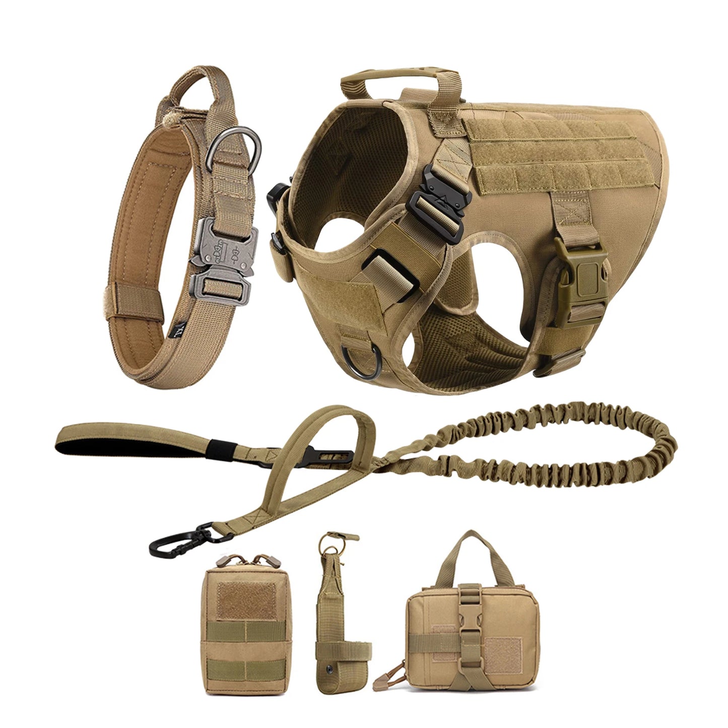 Tactical Dog Harness With Molle Pouches For Training And Walking
