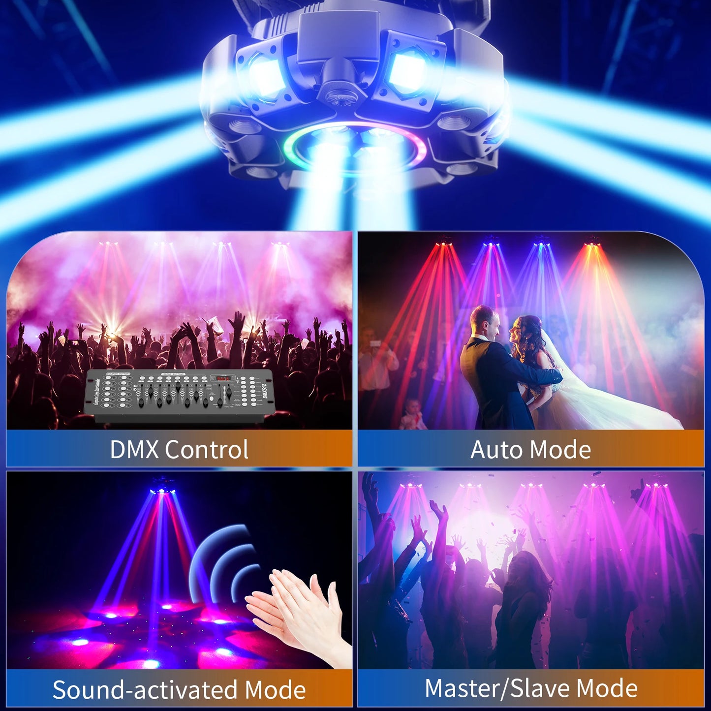 U'King 150W RGBW Beam Moving Head Light With Ring Effect