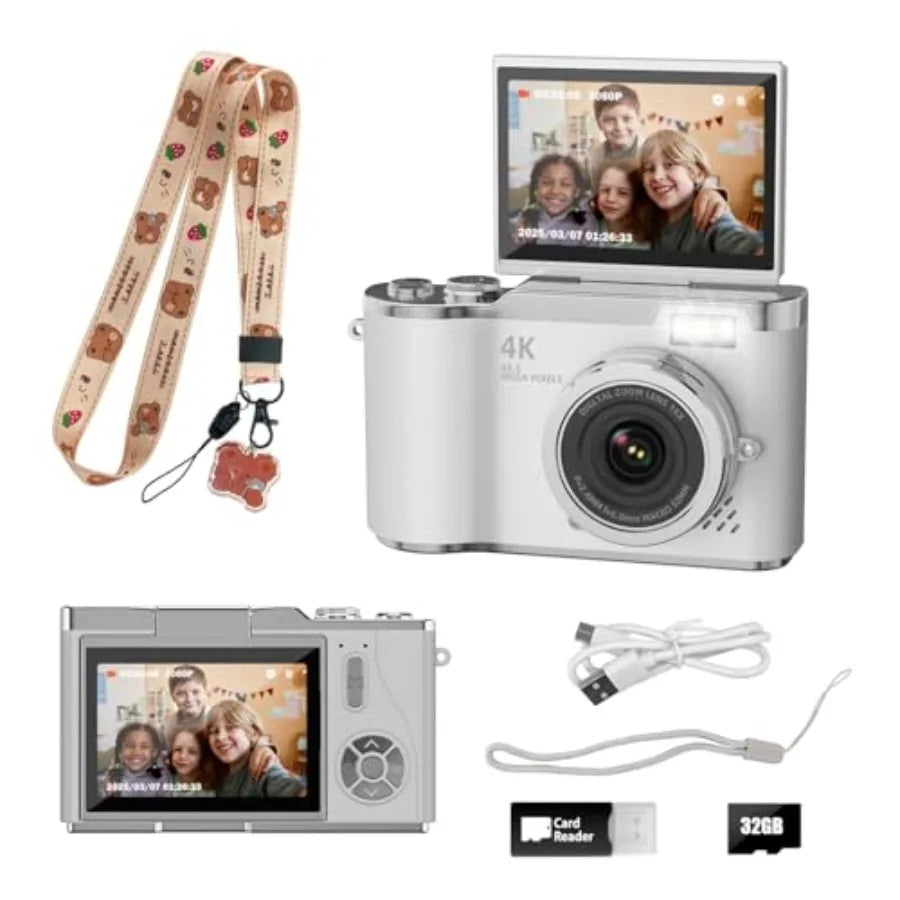 4K Digital Camera With 48MP 1080P Video And Flip Screen