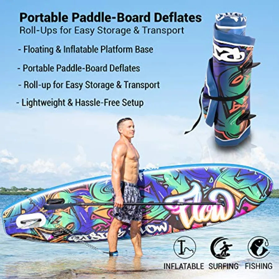 Inflatable Stand Up Paddle Board Durable PVC Wide Stable Design For Water Sports With Non Slip EVA Deck Pad 350 L