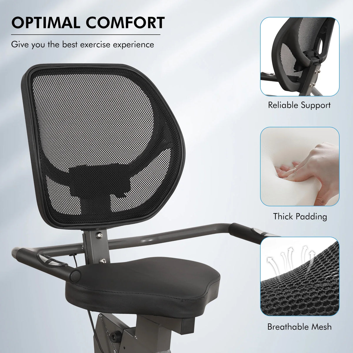 Recumbent Exercise Bike With Quiet Eight Level Resistance for Home