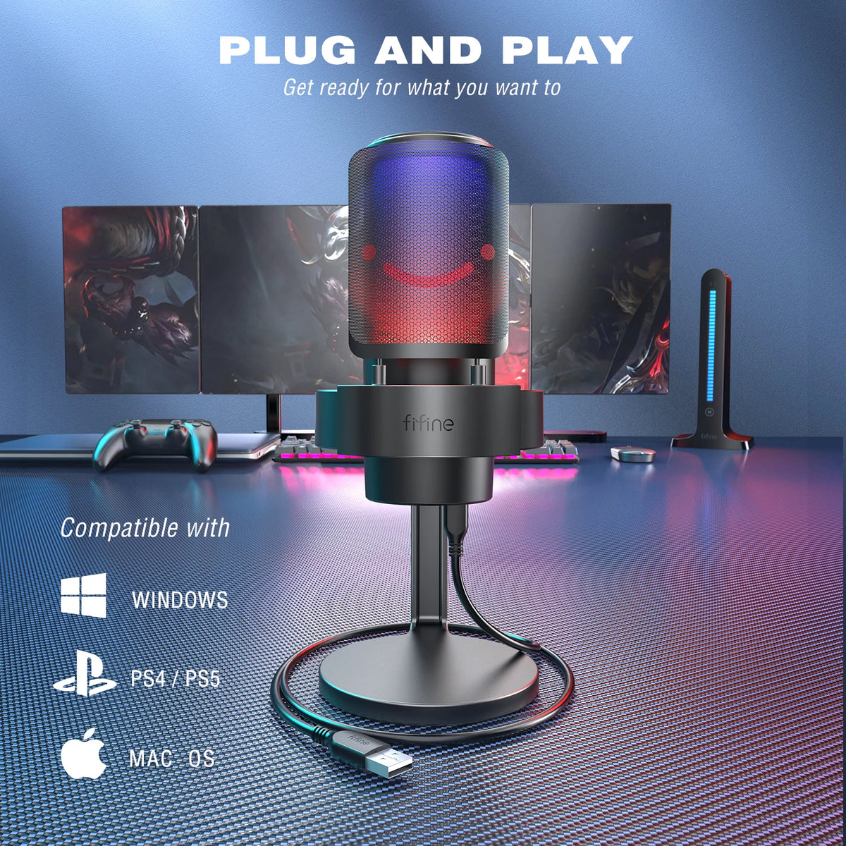 FIFINE USB Microphone for Recording and Streaming with Touch Mute