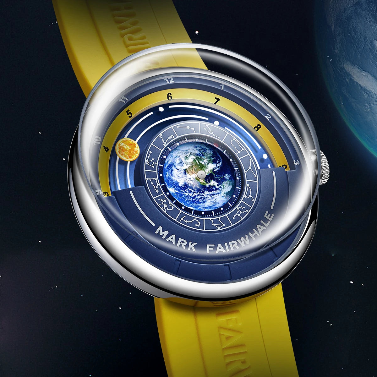 Mark Fairwhale Earth Constellation Dial Design Fashion Quartz Men's Wristwatch Waterproof Business Watch for Man Reloje Hombre
