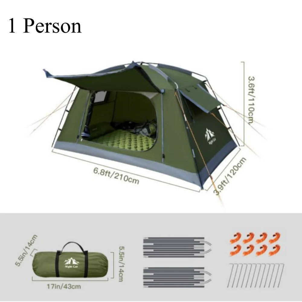Night Cat 1-2 Person Backpacking Tent Waterproof Quick Setup For Outdoor Camping