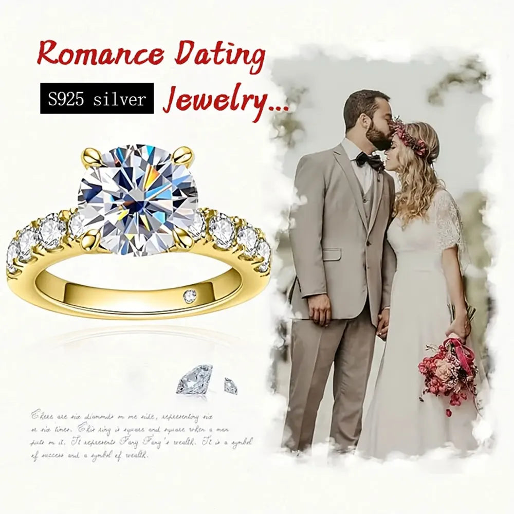 Lyee Cyee Sterling Silver Round Cut Moissanite Engagement Ring