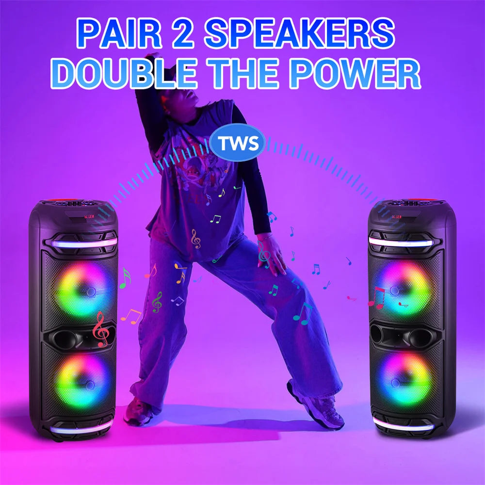 5000W Bluetooth Speaker Loudest/Massive Big Party Boombox Portable Speaker Wireless Dual 12"  Subwoofer