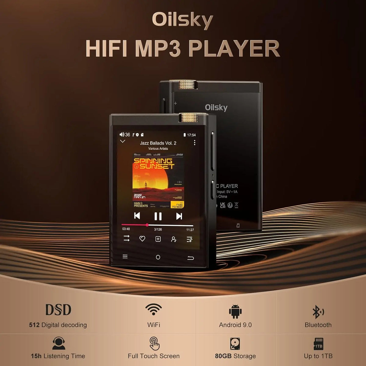 Oilsky Bluetooth MP3 Player With WiFi And Lossless DSD Audio