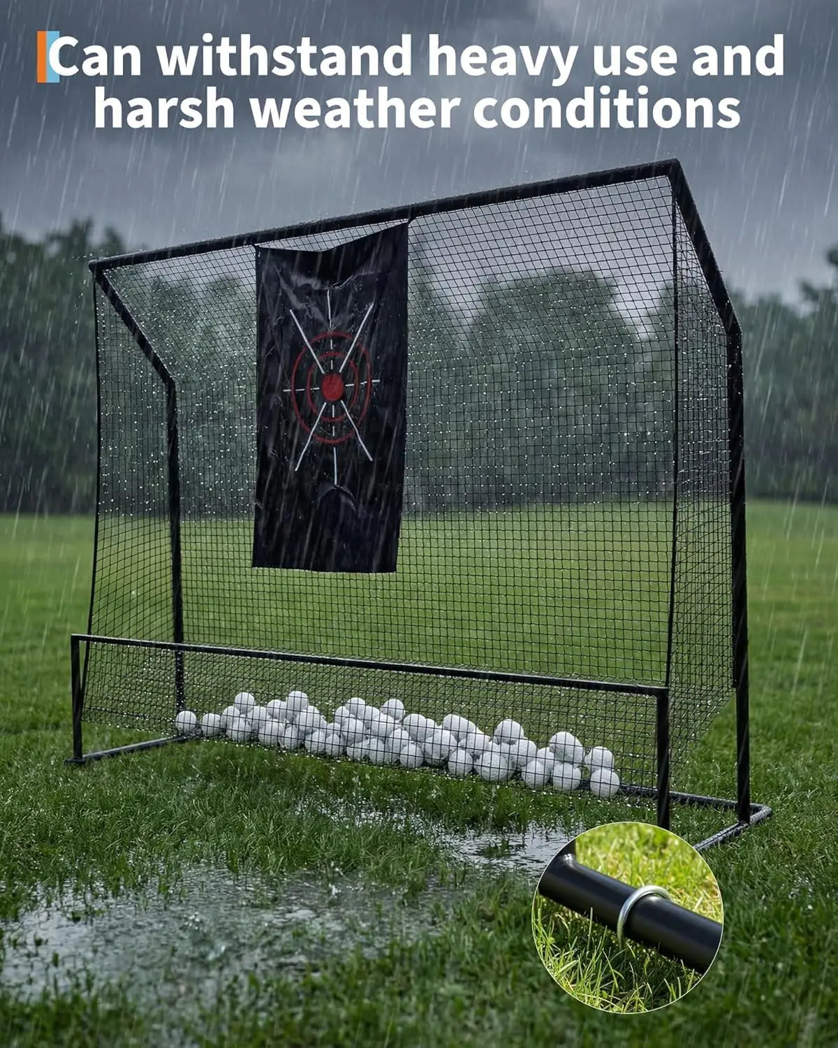 HiMISS Golf Practice Net 10x7.5ft Heavy Duty Swing Chipping Trainer for Backyard Golfers with Aim Cloth Carry Bag